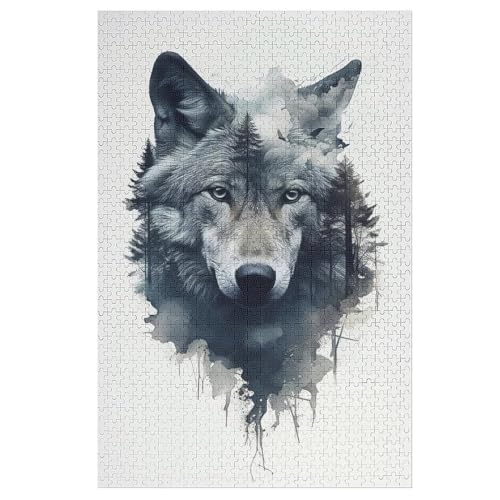 Puzzles Wolf, 1000 Teile, Puzzle Aus Holz Für Erwachsene Und Kinder Ab 12 Jahren, Lernspielzeug 78×53cm Puzzles Wolf, 1000 Teile, Puzzle Aus Holz Für Erwachsene Und Kinder Ab 12 Jahren, Lernspielzeug 78×53cm von LLLBBB