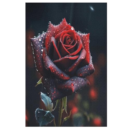 Rose Holzpuzzle 1000 Teile Klassische Puzzles Erwachsene Kinder Puzzle DIY Kit Holzspielzeug Einzigartiges Geschenk 78×53cm von LLLBBB