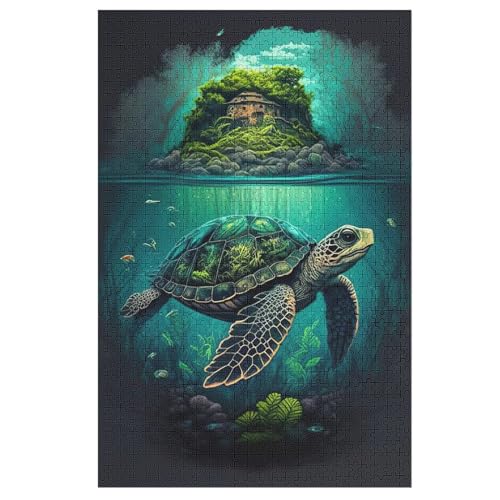 Schildkröte Holzpuzzle 1000 Teile Klassische Puzzles Erwachsene Kinder Puzzle DIY Kit Holzspielzeug Einzigartiges Geschenk 78×53cm von LLLBBB
