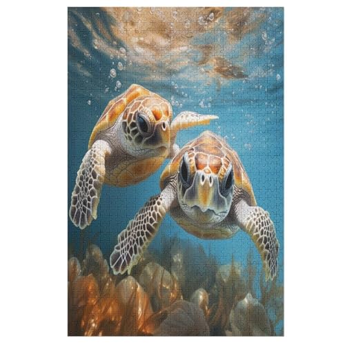 Schildkröte-Puzzlespiel Aus Holz, 1000 Puzzleteile, Puzzle Für Teenager Und Erwachsene, Kreatives Spielzeug, Puzzles, 78×53cm von LLLBBB