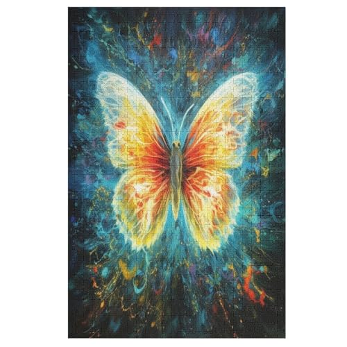 Schmetterling Holzpuzzle 1000 Teile Klassische Puzzles Erwachsene Kinder Puzzle DIY Kit Holzspielzeug Einzigartiges Geschenk 78×53cm von LLLBBB