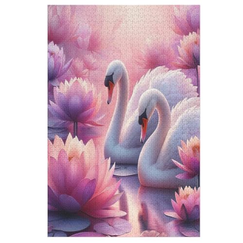Schwan Holzpuzzle 1000 Teile, Knobelspiele Für Erwachsene, Teenager, Puzzles Unmögliche - Kinder Puzzle Zimmer Deko 78×53cm von LLLBBB