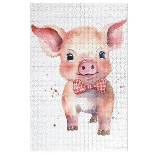 Schwein Holzpuzzle 1000 Teile Klassische Puzzles Erwachsene Kinder Puzzle DIY Kit Holzspielzeug Einzigartiges Geschenk 78×53cm von LLLBBB