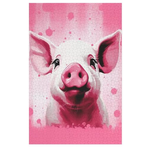 Schwein -Puzzle, 1000 Teile,Holzpuzzle Für Erwachsene Kinder, Lustiges Spielzeug, Denkspiel, Bildungsspiel, 78×53cm von LLLBBB