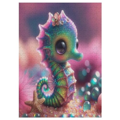 Seahorse Holzpuzzle 300 Teile Klassische Puzzles Erwachsene Kinder Puzzle DIY Kit Holzspielzeug Einzigartiges Geschenk 42×30cm von LLLBBB