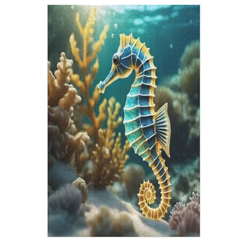 Seahorse Puzzles 1000 Teile Erwachsener Kniffel Spaß Für Die Ganze Familie, Holzpuzzle Kinder Erwachsene, Impossible Puzzle Schwer 78×53cm von LLLBBB