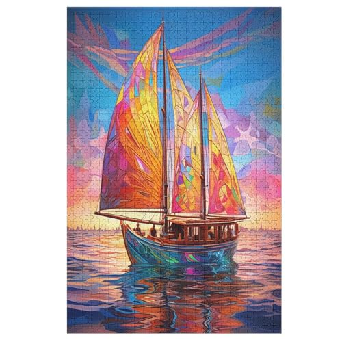 Segelboot Holzpuzzle 1000 Teile, Knobelspiele Für Erwachsene, Teenager, Puzzles Unmögliche - Kinder Puzzle Zimmer Deko 78×53cm von LLLBBB