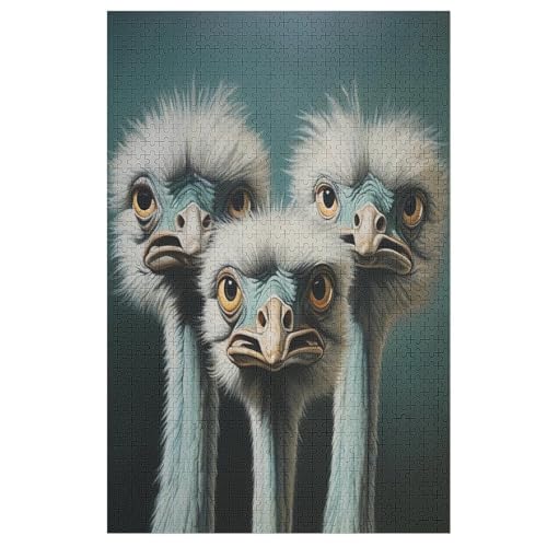 Strauß Puzzle 1000 Teile, Holzpuzzle Für Erwachsene Kinder, Impossible Puzzles, Geschicklichkeitsspiel Für Die Ganze Familie 78×53cm von LLLBBB