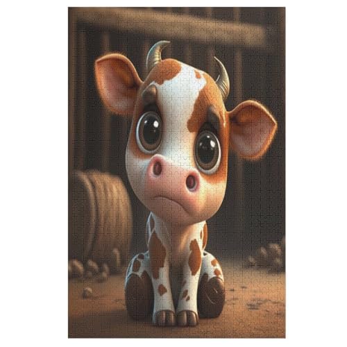 Süße Kuh -Puzzle, 1000 Teile,Holzpuzzle Für Erwachsene Kinder, Lustiges Spielzeug, Denkspiel, Bildungsspiel, 78×53cm von LLLBBB