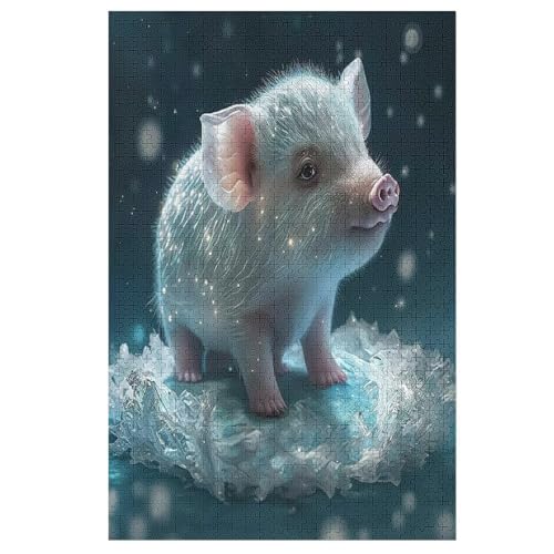 Süßes Schwein Puzzle 1000 Teile, Holzpuzzle Für Erwachsene Kinder, Impossible Puzzles, Geschicklichkeitsspiel Für Die Ganze Familie 78×53cm von LLLBBB