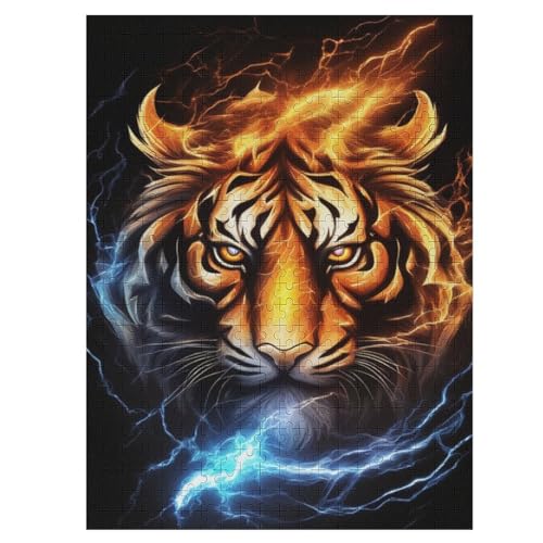 Tiger Holzpuzzle 500 Teile Klassische Puzzles Erwachsene Kinder Puzzle DIY Kit Holzspielzeug Einzigartiges Geschenk 55×41cm von LLLBBB