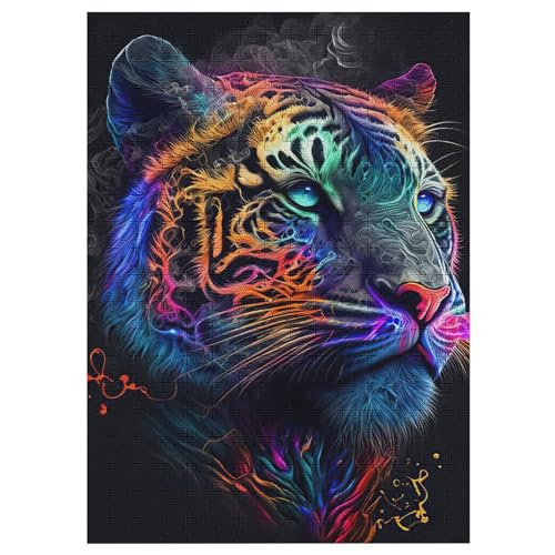 Tiger -Puzzle, 300 Teile,Holzpuzzle Für Erwachsene Kinder, Lustiges Spielzeug, Denkspiel, Bildungsspiel, 42×30cm von LLLBBB