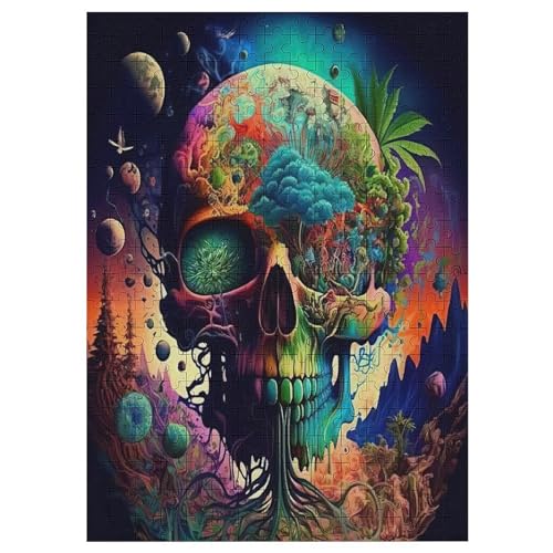 Totenkopf Holzpuzzle 300 Teile,Puzzles Für Erwachsene, Impossible Puzzle, Kinder Legespiel 42×30cm von LLLBBB