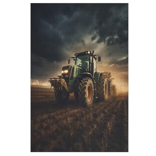 Traktor Holzpuzzle - 1000 Teiliges Jigsaw Knobelspiel - Puzzle Für Erwachsene & Kinder - Outdoor & Reisespielzeug 78×53cm von LLLBBB