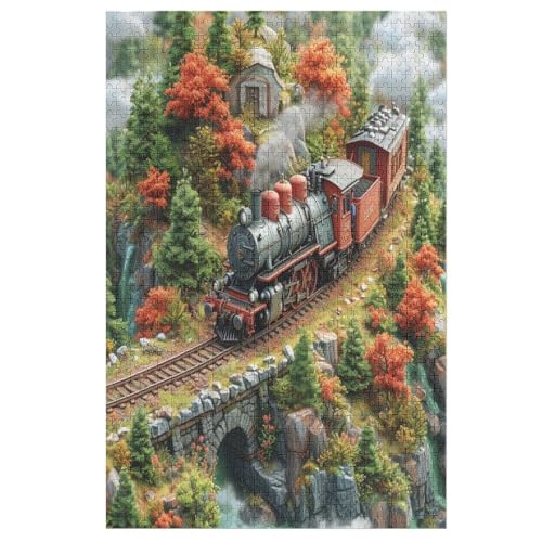 Traumzug -Puzzle, 1000 Teile,Holzpuzzle Für Erwachsene Kinder, Lustiges Spielzeug, Denkspiel, Bildungsspiel, 78×53cm von LLLBBB