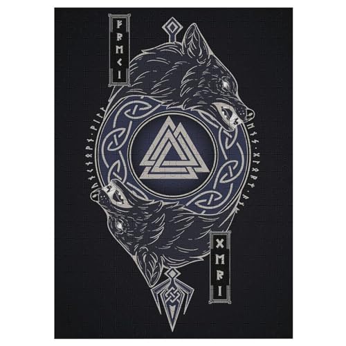 Wikingermythos Puzzles 1000 Teile Erwachsener Kniffel Spaß Für Die Ganze Familie, Holzpuzzle Kinder Erwachsene, Impossible Puzzle Schwer 42×30cm von LLLBBB