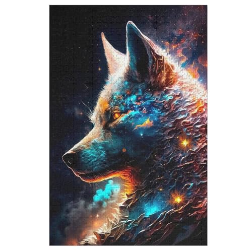 Wolf Holzpuzzle 1000 Teile Klassische Puzzles Erwachsene Kinder Puzzle DIY Kit Holzspielzeug Einzigartiges Geschenk 78×53cm von LLLBBB