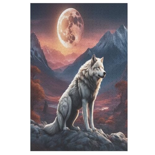 Wolf Puzzle 1000 Teile, Holzpuzzle Herausforderndes Geschicklichkeitsspiel Für Die Ganze Familie, Kinder Erwachsenenpuzzle Ab 12 Jahren 78×53cm von LLLBBB