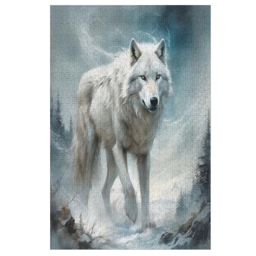 Wolf Puzzles 1000 Teile Erwachsener Kniffel Spaß Für Die Ganze Familie, Holzpuzzle Kinder Erwachsene, Impossible Puzzle Schwer 78×53cm von LLLBBB