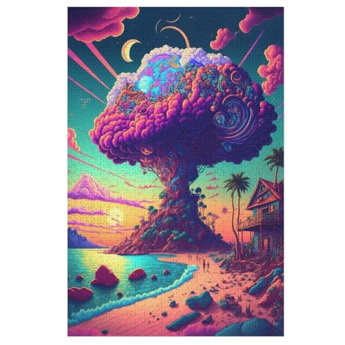 bunt Big Tree Puzzle Für Erwachsene 1000 Teile Premium Recyceltes Brett Zum Lernen, Lernspielzeug, Familienspiele Kinder Holzpuzzle 78×53cm von LLLBBB