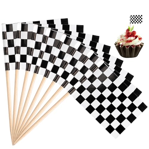 LLMSIX 96 Stück karierte Flaggen-Kuchendekorationen, Rennwagen-Cupcake-Topper, Mini-Flaggen, Renn-Zahnstocher, Flagge, Auto-Thema, Kuchendekorationen für Rennwagen, Partyzubehör LLMSIX 96 Stück karierte Flaggen-Kuchendekorationen, Rennwagen-Cupcake-Topper, Mini-Flaggen, Renn-Zahnstocher, Flagge, Auto-Thema, Kuchendekorationen für Rennwagen, Partyzubehör von LLMSIX