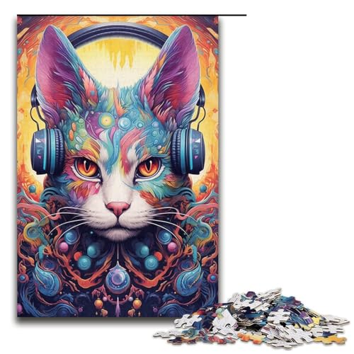 1000 Puzzleteile für Erwachsene, Kopfhörer, Katze, Denksportaufgabe für Familienspiel, Stressabbau, schwierige Herausforderung, Puzzlegröße 38 x 26 cm 1000 Puzzleteile für Erwachsene, Kopfhörer, Katze, Denksportaufgabe für Familienspiel, Stressabbau, schwierige Herausforderung, Puzzlegröße 38 x 26 cm von LLONGKT