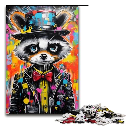 1000 Teile Buntes Waschbär-Puzzle für Erwachsene, Spiel für Teenager ab 14 Jahren, Größe 50 x 75 cm von LLONGKT