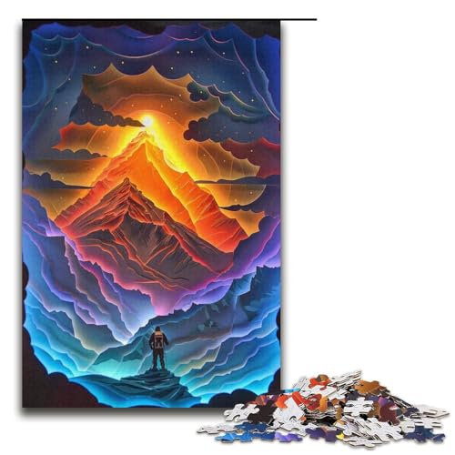 1000 Teile Puzzle für Erwachsene, farbenfrohe, wunderschöne Berge, Papppuzzle, Familiendekoration (Größe 38 x 26 cm) von LLONGKT
