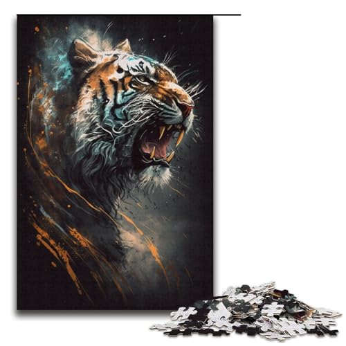 1000 Teile Tiger-Puzzle für Erwachsene aus Pappe, Lernspiel, Herausforderungsspielzeug (Größe 38 x 26 cm) von LLONGKT