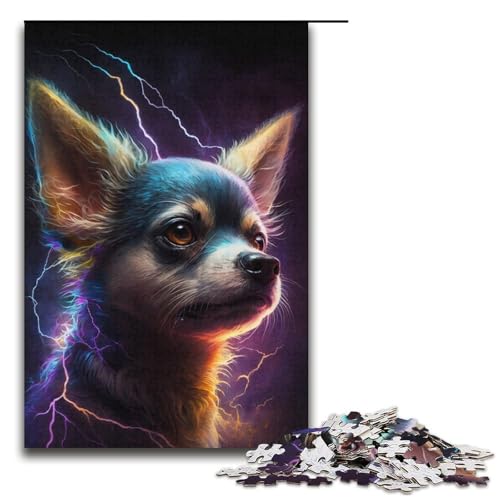 1000 Teile für Erwachsene Lightning Chihuahua Puzzle für Teenager Papppuzzle Weihnachtspuzzle Geschenke Größe 38x26cm von LLONGKT