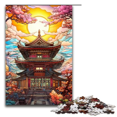 1000-teiliges Buntglasturm-Puzzle für Erwachsene, Puzzle-Kunstwerk, lustige Puzzles für Teenager ab 14 Jahren, Größe 50 x 75 cm von LLONGKT