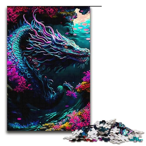 1000-teiliges Drachen-Puzzle, Papppuzzle, Lernspielzeug, Familienspiele, Größe 38 x 26 cm von LLONGKT