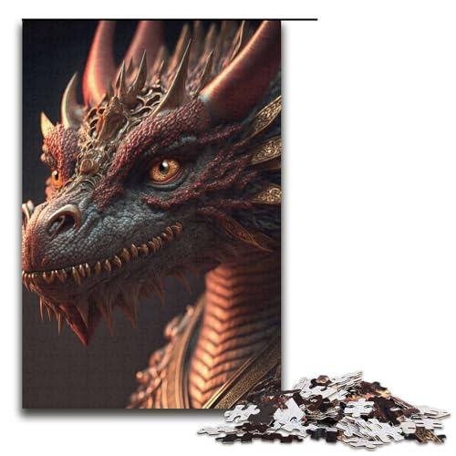 1000-teiliges Drachenkopf-III-Puzzle für Erwachsene, Lernspiel, herausforderndes Spielzeug für die Heimdekoration, Größe 38 x 26 cm von LLONGKT