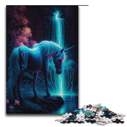 1000-teiliges Einhorn-Puzzle, Papppuzzle, pädagogisches Spielzeug zum Stressabbau, Größe 38 x 26 cm von LLONGKT