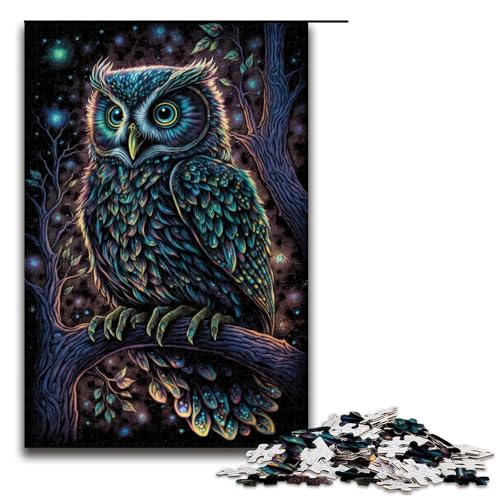 1000-teiliges Eulen-Puzzle für Holzpuzzles, pädagogisches Spielzeug zum Stressabbau, Größe 50 x 75 cm von LLONGKT