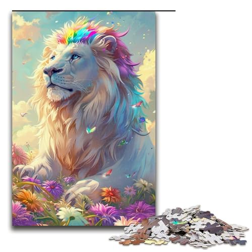 1000-teiliges Fantasy-Löwen-Puzzle für Erwachsene, Denksportaufgabe, Künstlersammlung, Bildende Kunst (Größe 50 x 75 cm) von LLONGKT