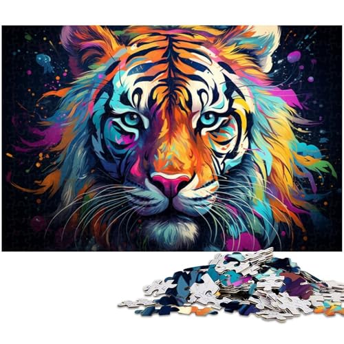 1000-teiliges Farb-Fantasie-Tiger-Puzzle für Erwachsene und Teenager – Holzpuzzle zur Heimdekoration, Größe 50 x 75 cm 1000-teiliges Farb-Fantasie-Tiger-Puzzle für Erwachsene und Teenager – Holzpuzzle zur Heimdekoration, Größe 50 x 75 cm von LLONGKT