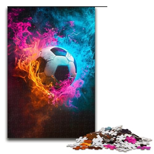 1000-teiliges Fußball-Sportpuzzle für Erwachsene, Holzpuzzle, Heimdekoration, Größe 50 x 75 cm von LLONGKT