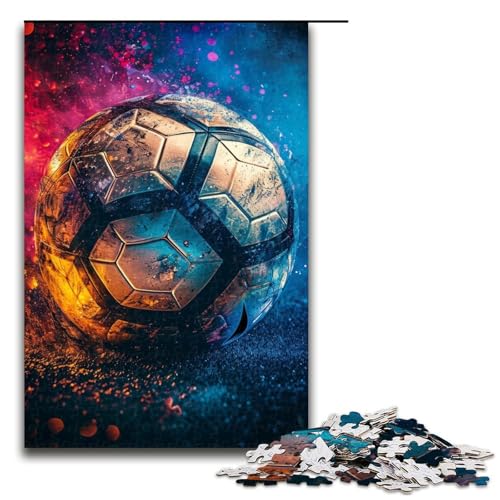1000-teiliges Fußball-Sportpuzzle für Erwachsene, Holzpuzzle, tolles Geschenk für Erwachsene (Größe 50 x 75 cm) von LLONGKT