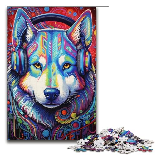 1000-teiliges Husky-Kopfhörer-Puzzle für Erwachsene, Familienaktivitätspuzzle, lustiges Geschenk für Teenager ab 14 Jahren, Größe 38 x 26 cm 1000-teiliges Husky-Kopfhörer-Puzzle für Erwachsene, Familienaktivitätspuzzle, lustiges Geschenk für Teenager ab 14 Jahren, Größe 38 x 26 cm von LLONGKT