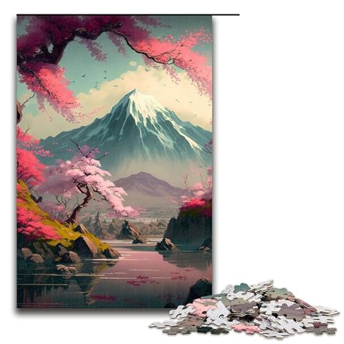 1000-teiliges Japanisches Kirschblüten-Puzzle für Erwachsene, Lernspiel, herausforderndes Spielzeug für die Heimdekoration, Größe 50 x 75 cm von LLONGKT