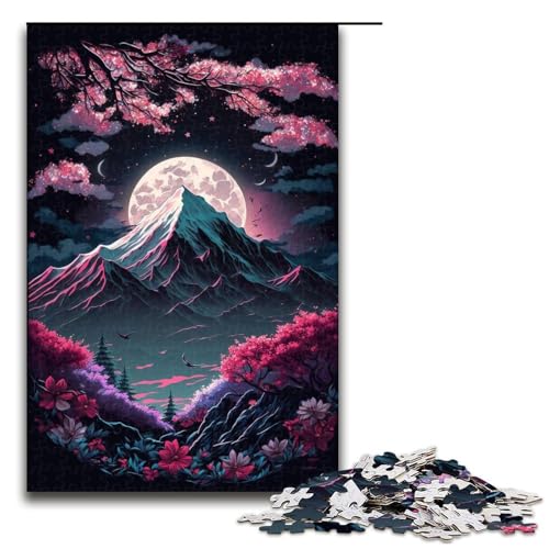 1000-teiliges Kirschblüten-Berg-Puzzle für Erwachsene, Puzzle für die Gehirnintelligenz, süchtig machendes Spielzeug, Größe 50 x 75 cm von LLONGKT