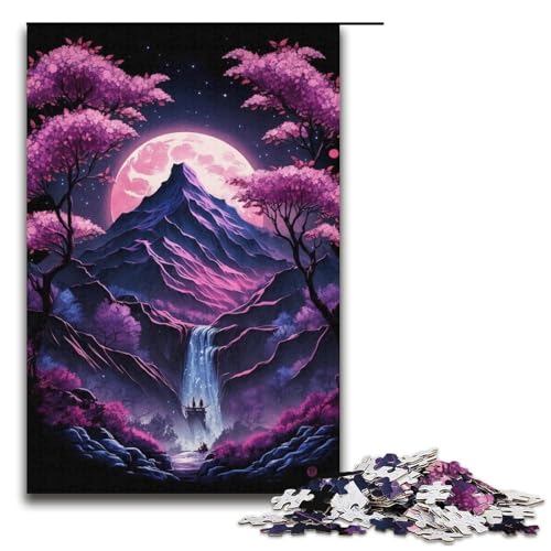 1000-teiliges Kirschblüten-Berg-Puzzle für Erwachsene und Teenager – Papp-Puzzle zur Heimdekoration, Größe 38 x 26 cm von LLONGKT
