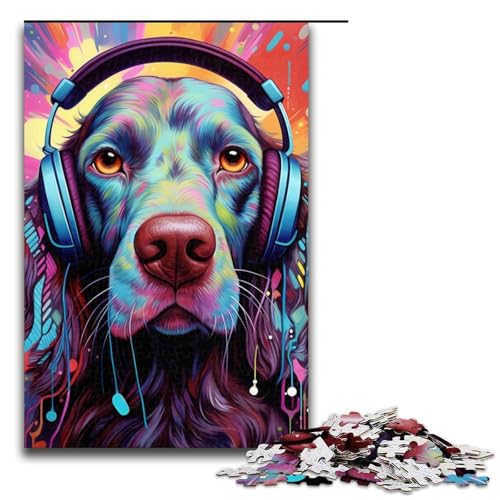 1000-teiliges Kopfhörer-Hunde-Puzzle für Erwachsene, Puzzle für Lernspiele, Herausforderungsspielzeug für die Heimdekoration, Größe 50 x 75 cm von LLONGKT