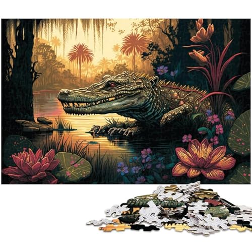 1000-teiliges Krokodil-Puzzle für Erwachsene, Holzpuzzle, tolles Geschenk für Erwachsene, Größe 50 x 75 cm von LLONGKT