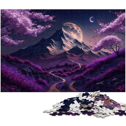 1000-teiliges Lavendel-Puzzle mit dem Berg Fuji für Erwachsene und Teenager – Papppuzzle zur Heimdekoration, Größe 38 x 26 cm von LLONGKT