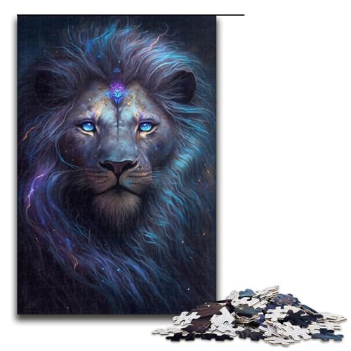 1000-teiliges Löwen-Puzzle für Erwachsene, Holzpuzzle, Familienspiele, Weihnachts- und Geburtstagsgeschenke (Größe 50 x 75 cm) von LLONGKT