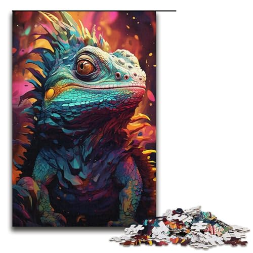 1000-teiliges Mal-Farbchamäleon-Puzzle für Erwachsene – Karton-Puzzle zur Heimdekoration (Größe 38 x 26 cm) von LLONGKT
