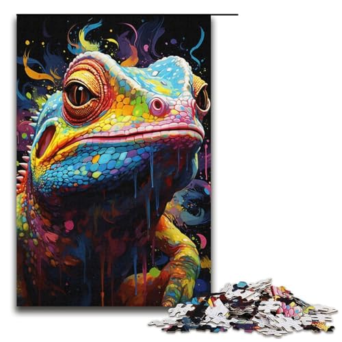 1000-teiliges Mal- und Farbchamäleon-Puzzle für Erwachsene und Jugendliche, Papppuzzle, Familienaktivität (Größe 38 x 26 cm) von LLONGKT