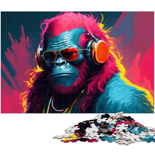 1000-teiliges Musik-Affen-Puzzle für Erwachsene, lustiges Puzzle für die ganze Familie, Geschenk zum Geburtstag, geeignet für und Teenager ab 14 Jahren, Größe 38 x 26 cm von LLONGKT
